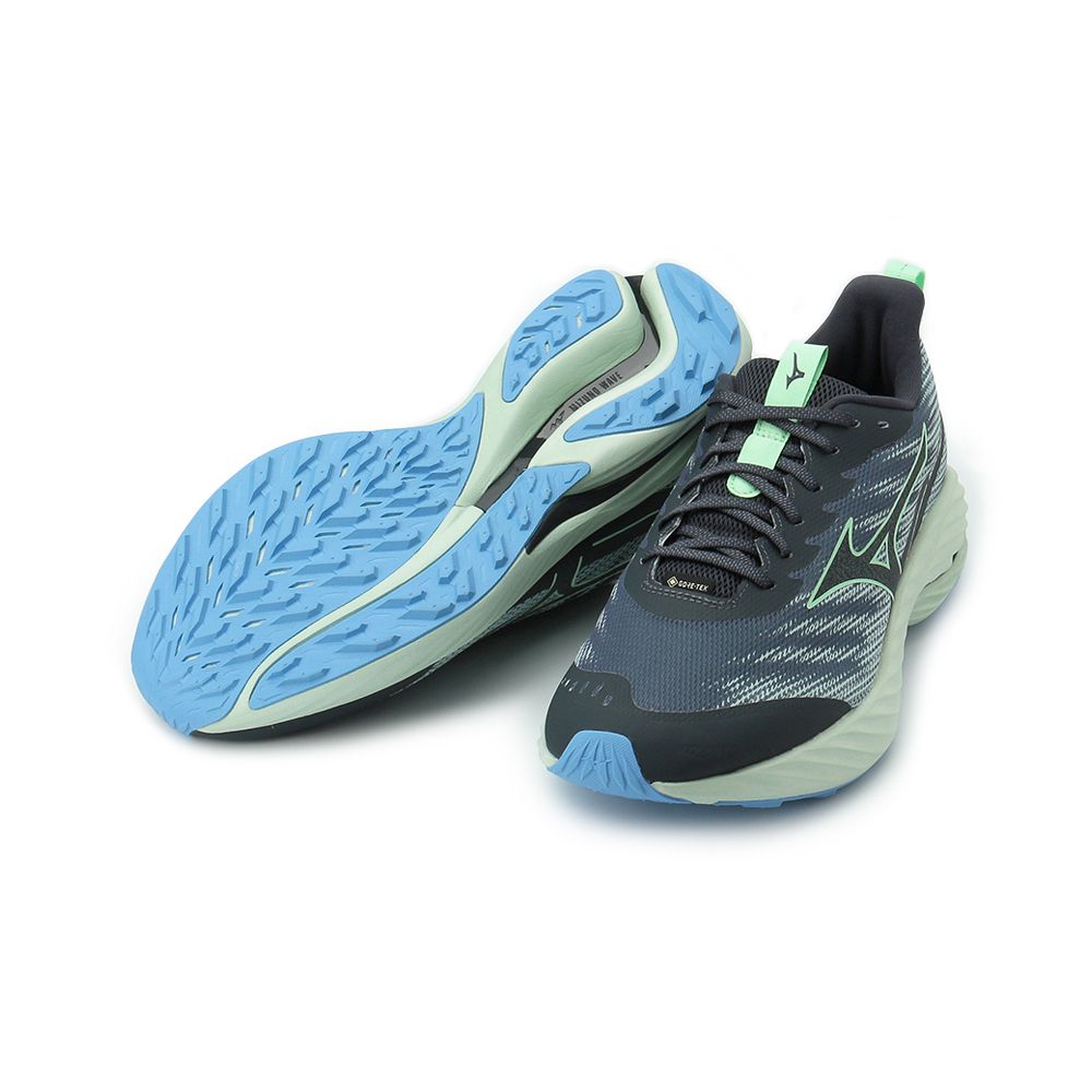 MIZUNO WAVE RIDER GORE-TEX 2 寬楦慢跑鞋灰深藍綠J1GC248051 男