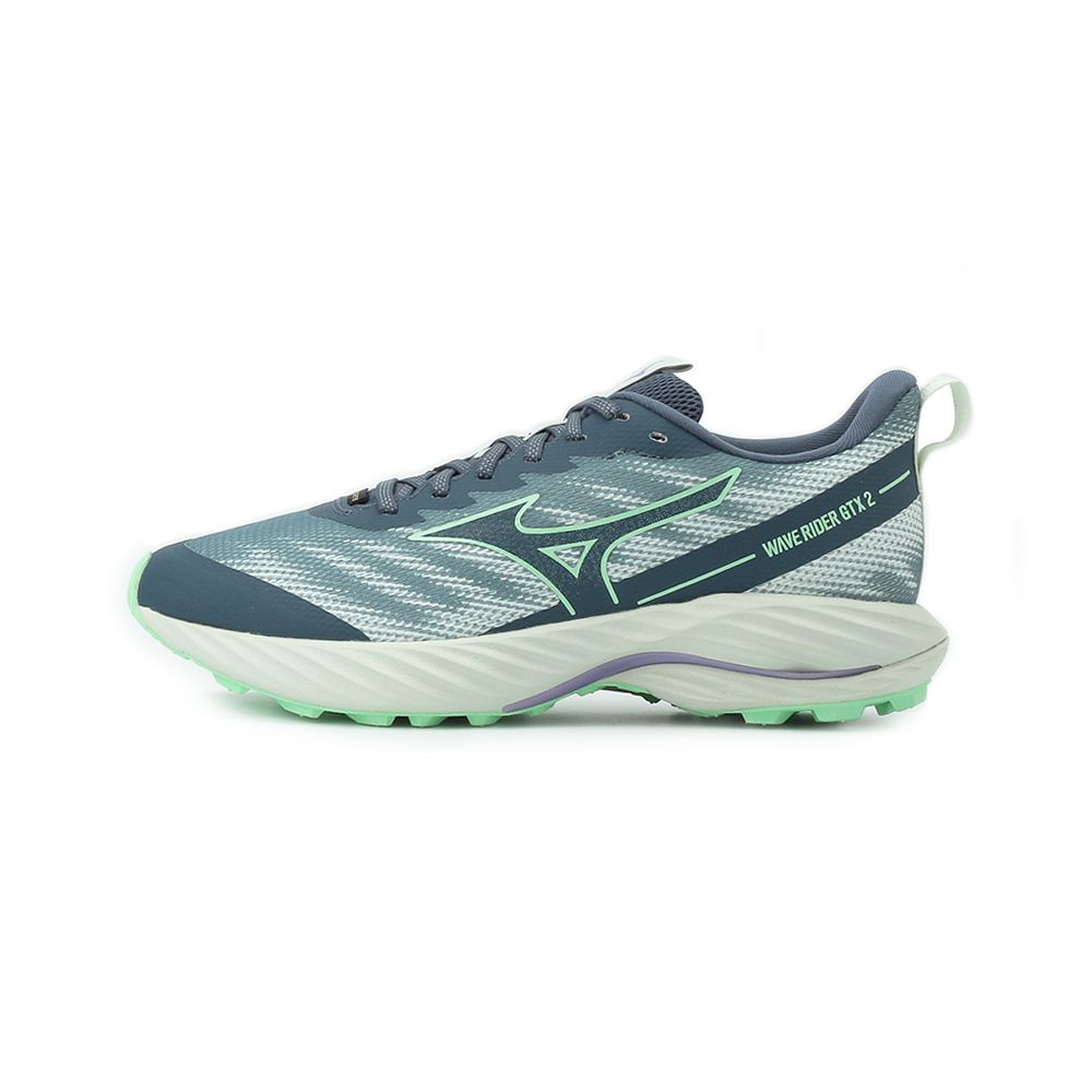 MIZUNO WAVE RIDER GORE-TEX 2 寬楦慢跑鞋灰靛藍綠J1GD248071 女