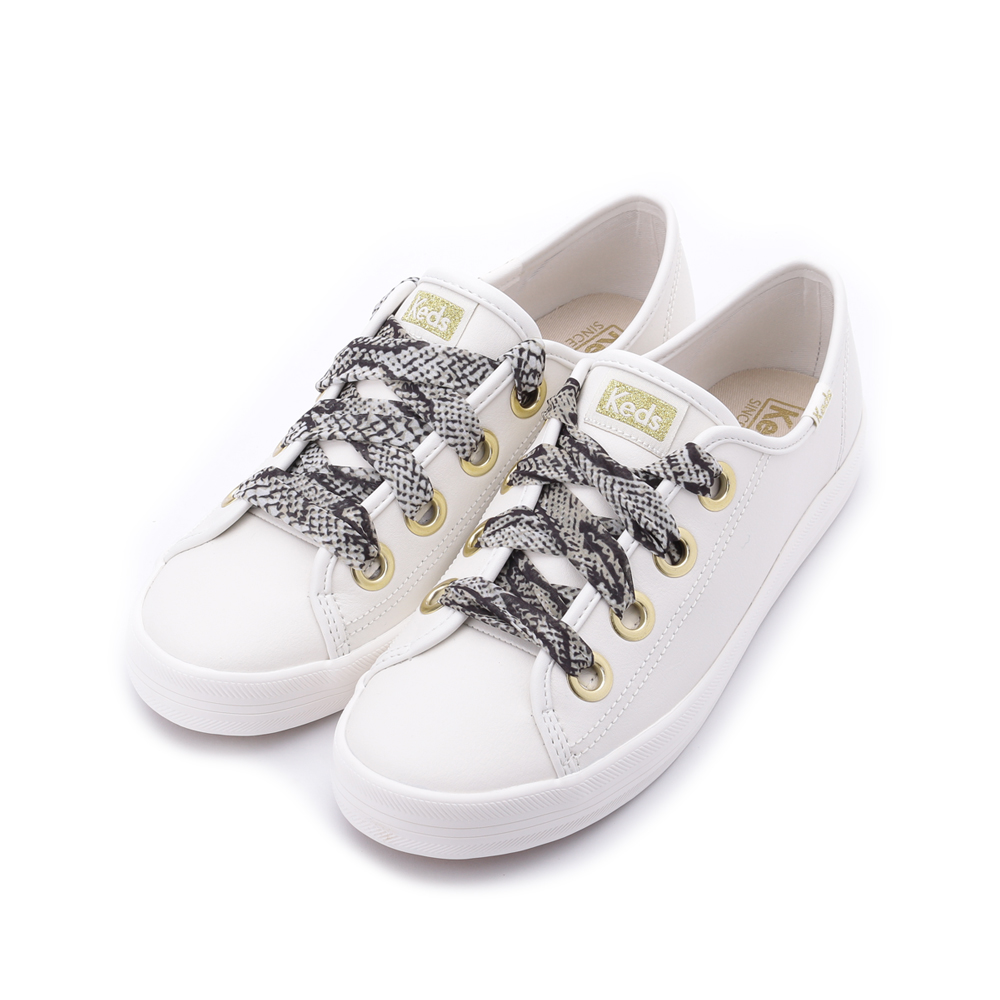Keds Kickstart 奢華蛇紋綁帶皮革休閒鞋奶油白9203w123123 女鞋 鞋全家福